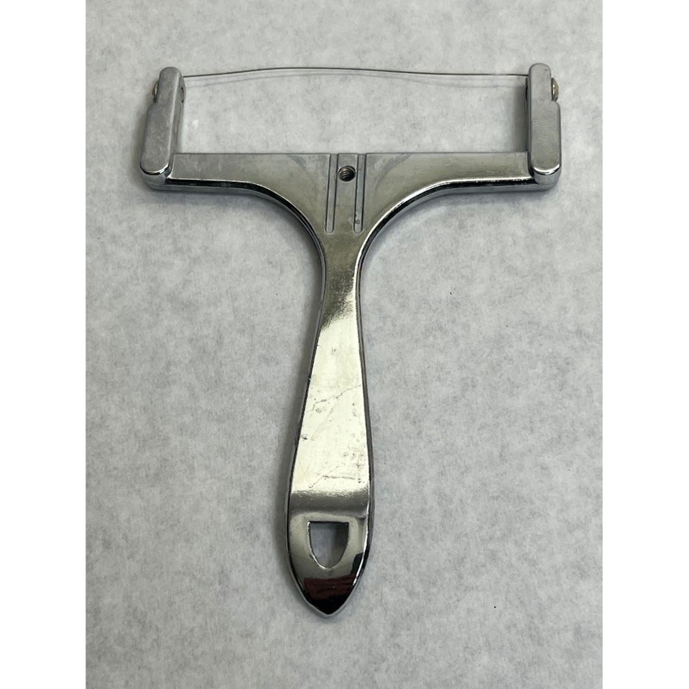 Vintage Chrome Metal Wire Cheese Slicer Handheld Kitchen Tool Retro Silver